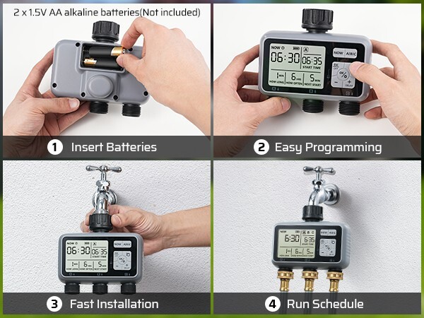 DEWENWILS 3 Zone Sprinkler Timer rogrammable Hose Faucet Timer, Irrigation Timer