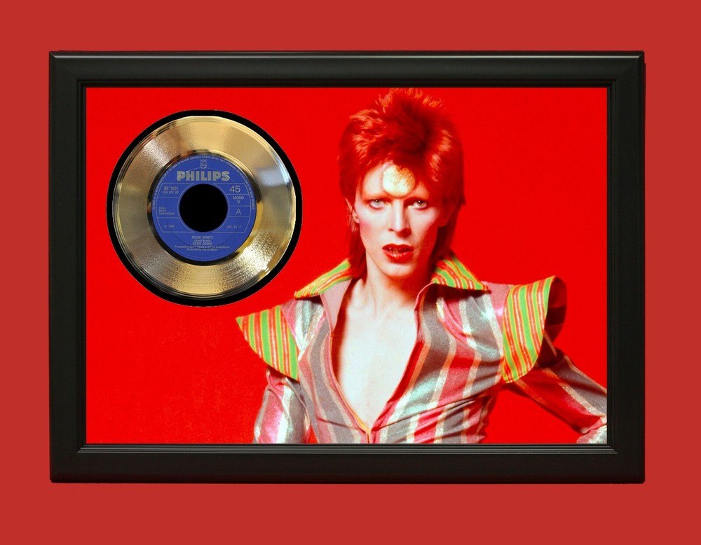 David Bowie Space Oddity 2 Poster Framed Gold 45 Record Display