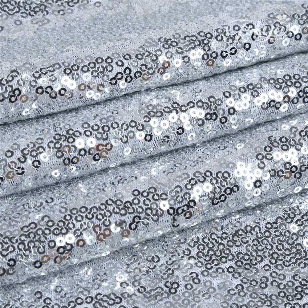 Sparkling Silver Sequin Backdrop Curtain - 4x7 Ft NWT