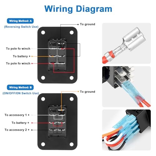2PCS Up Down Momentary Reverse Switch, 12V 24V DPDT 7 Pin Arrow Rocker Toggle