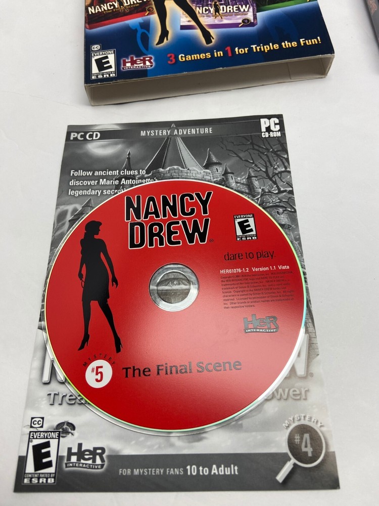 Nancy Drew TRIPLE THREAT 3 Games In 1 Triple Fun PC Software 3CD-ROM