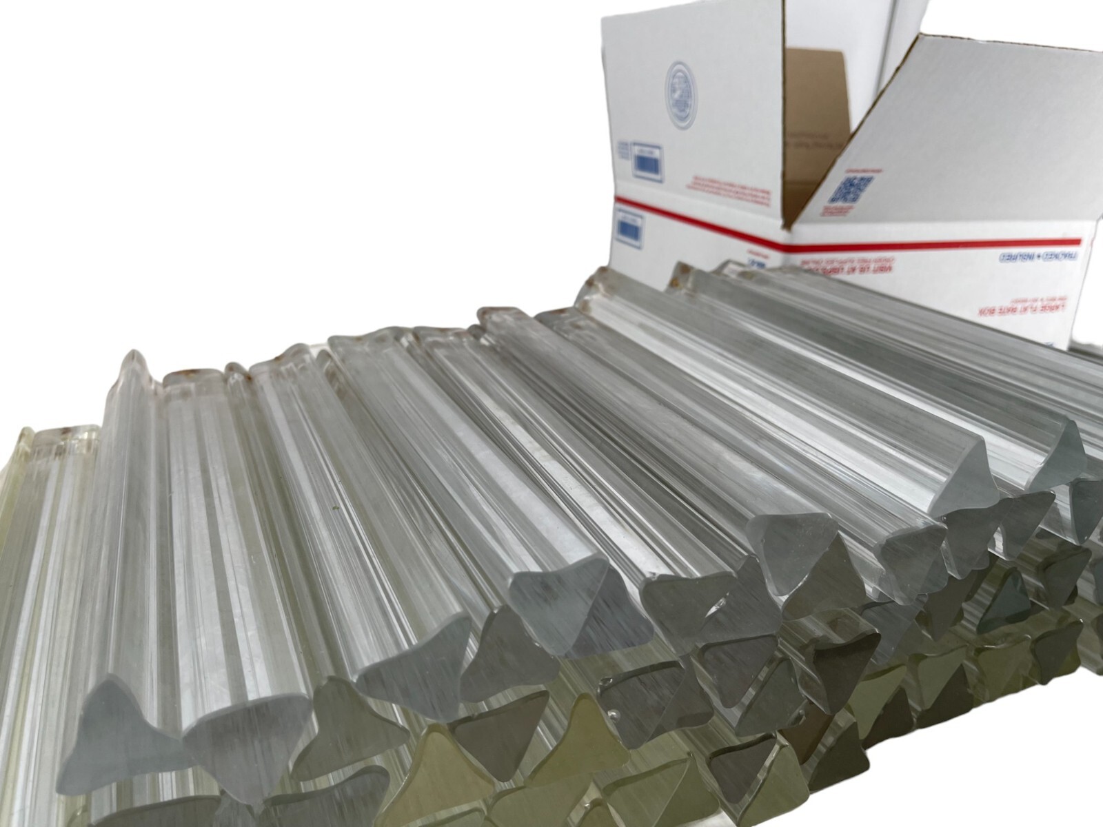 Lot Of 20 Glass Tri Lobe Rods Part Replacement For Chandeliers 11” Long