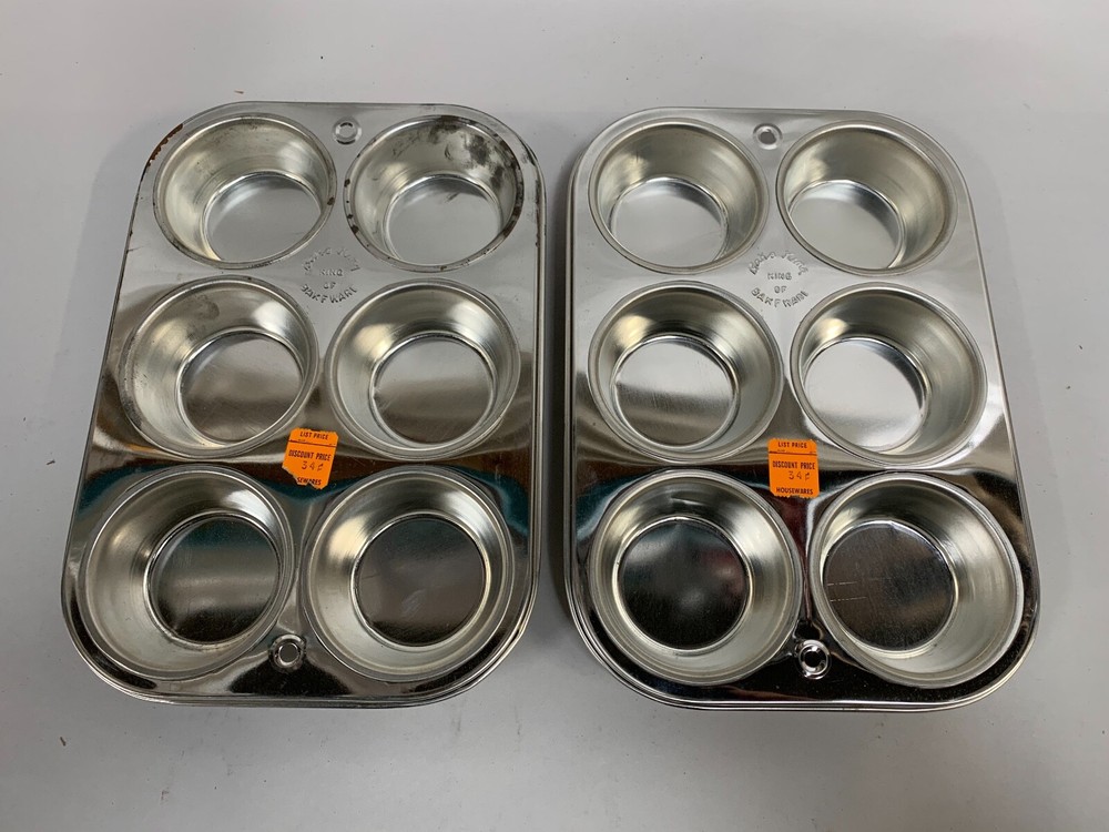 Lot "2" Vintage Bake King Rectangle Muffin Bakeware Pan (B4)