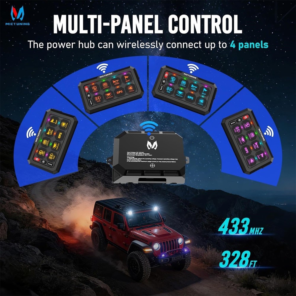 MICTUNING P1S Wireless 8 Gang RGB Switch Panel Suitable for P1S-W series