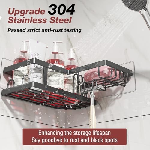 Adhesive Corner Shower Caddy with Soap Holder - Rustproof, No Black-4pc