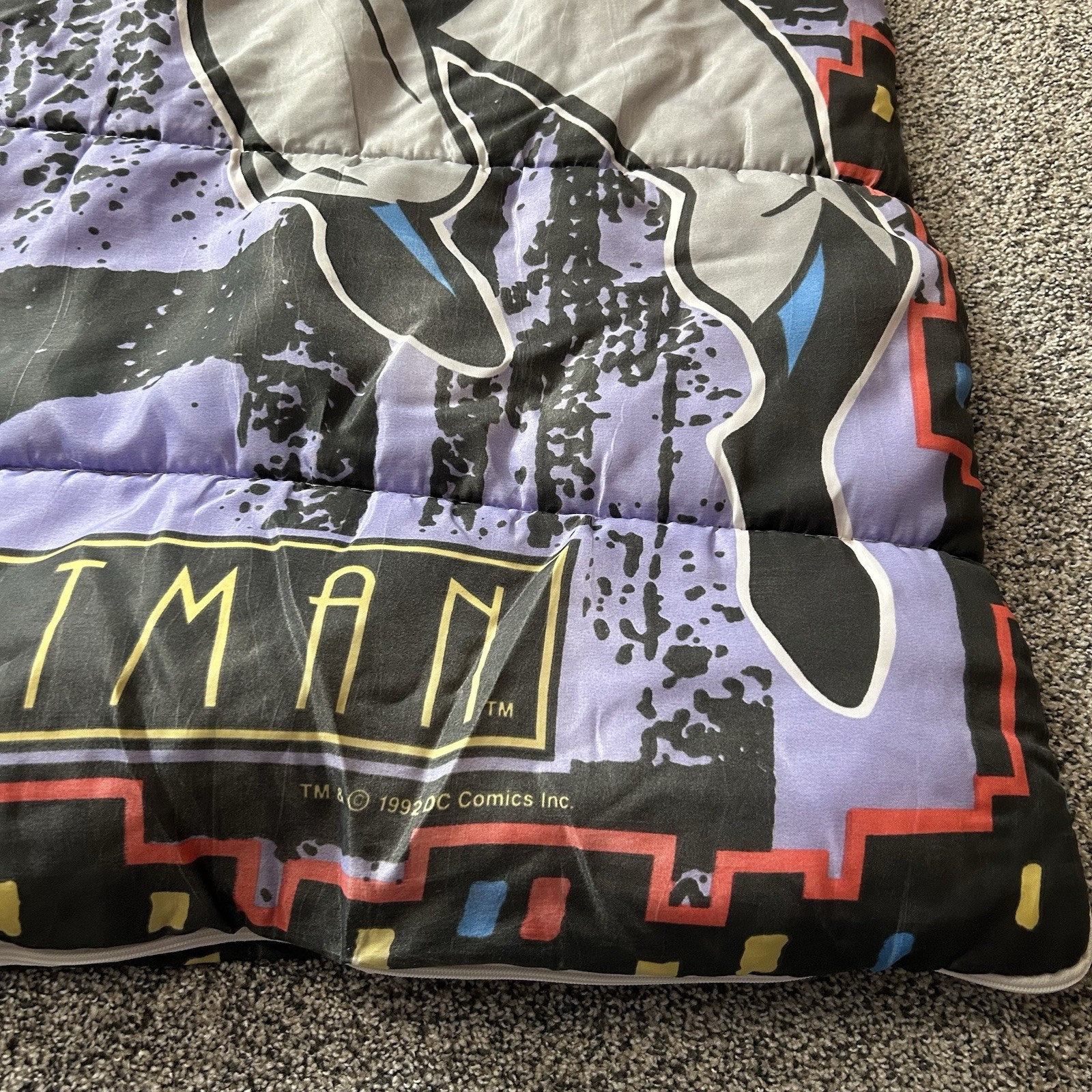 Vintage Batman Sleeping Bag DC Comics 1992 Youth Size Blanket 55x27