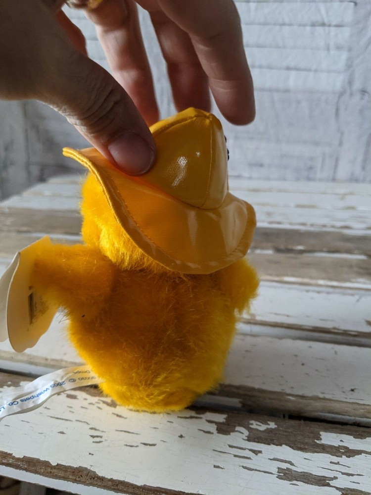 Wishpets Squeaker Spring Duck Yellow Easter raincoat toy