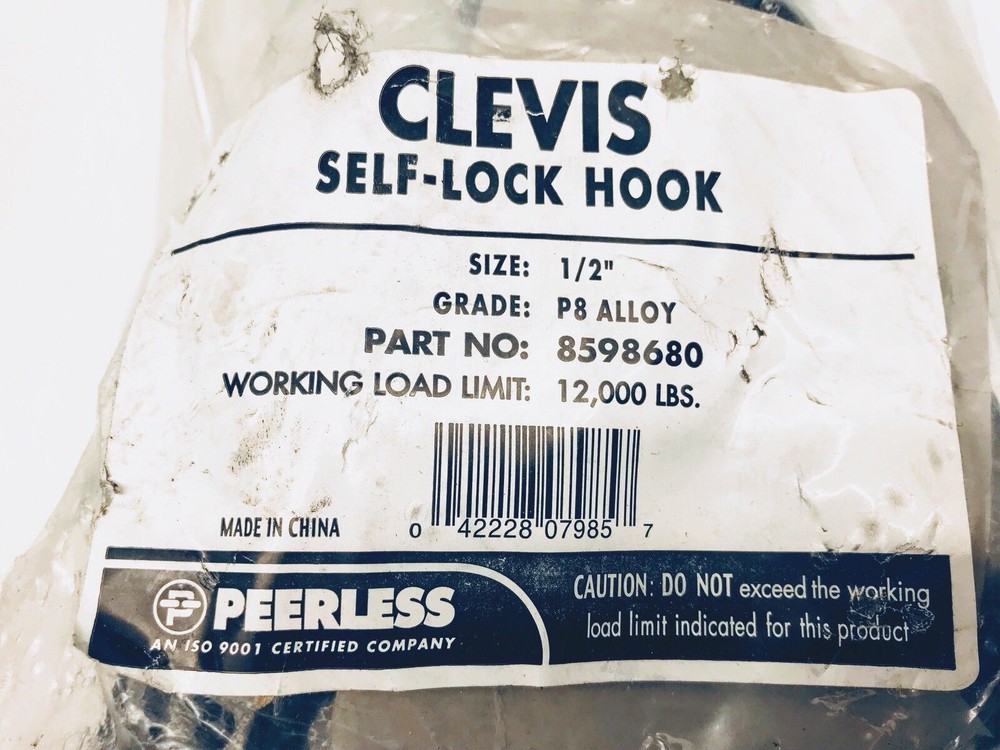 Peerless Clevis Self-Lock Hook, 12,000lbs 8598680