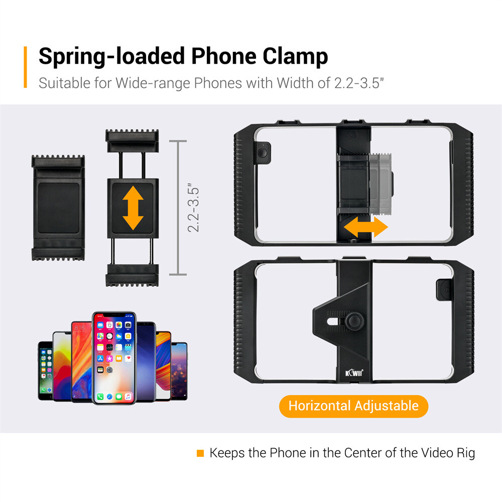 Phone Vlogging Kit Video Camera Rig Stabilizer Cage +LED Light/Microphone/Tripod