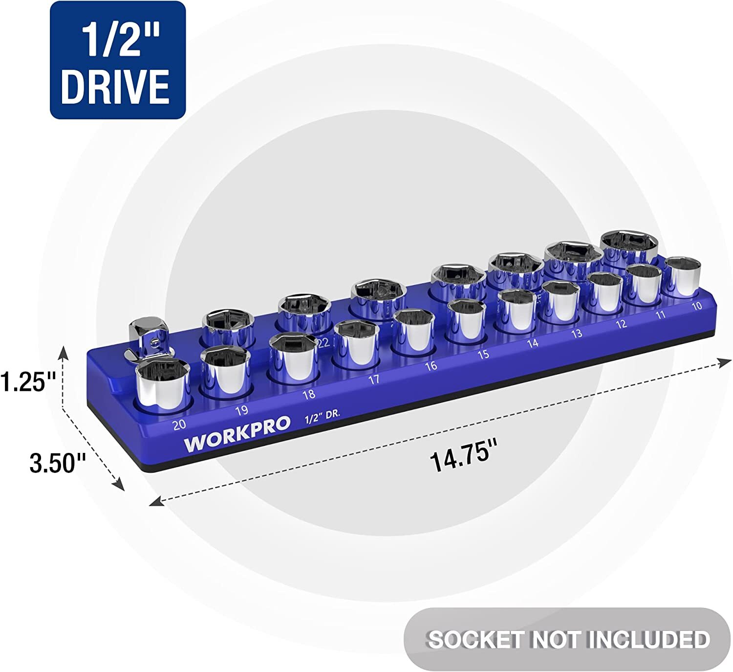 Magnetic Socket Organizer Storage Holder Tray 1/4"/3/8"/1/2" Drive SAE/Metric