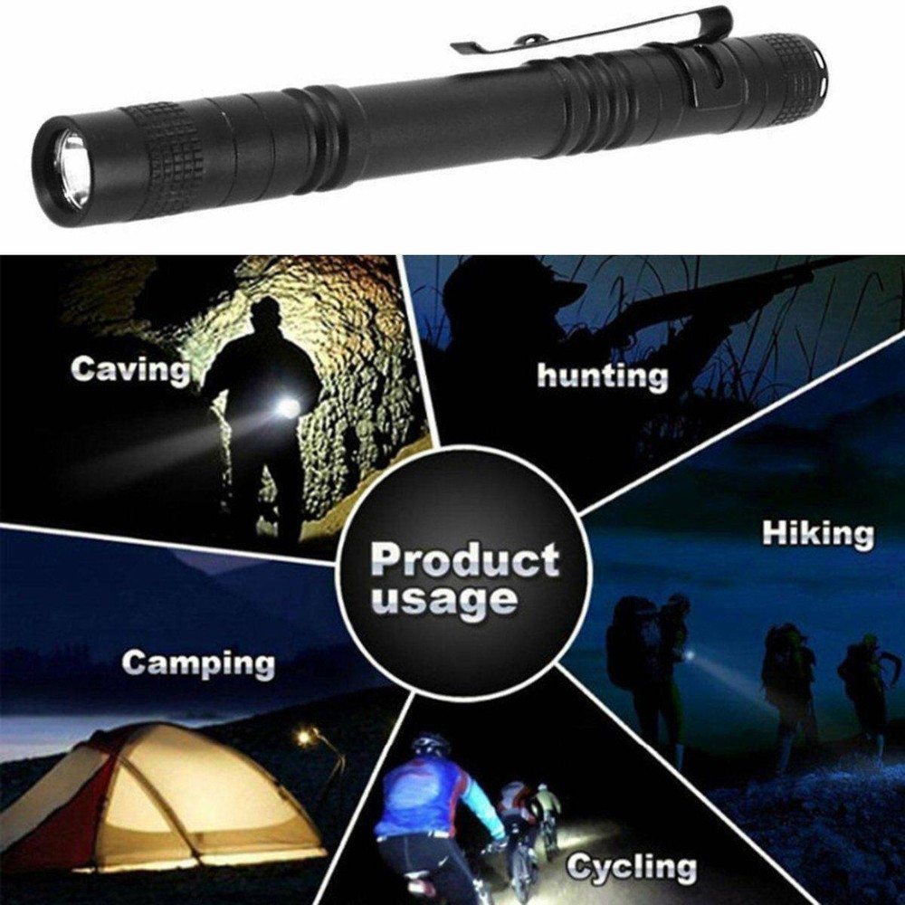 2x Mini Super Bright Small LED Torch Tiny Pen Light Camping Tactical Flashlight