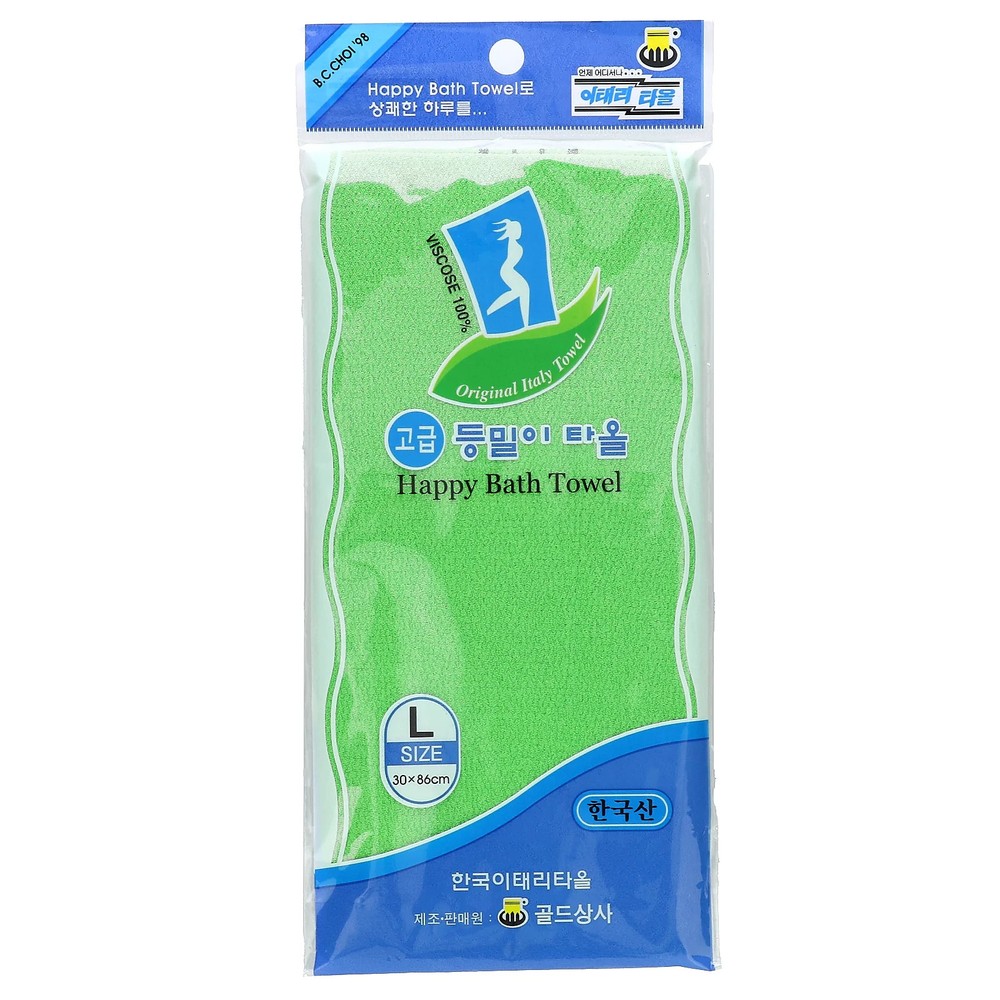 Happy Bath Towel, Large, Green, 1 Count