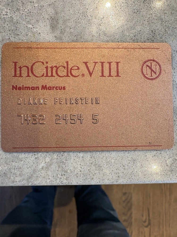 Neiman Marcus credit card Senator Dianne Feinstein