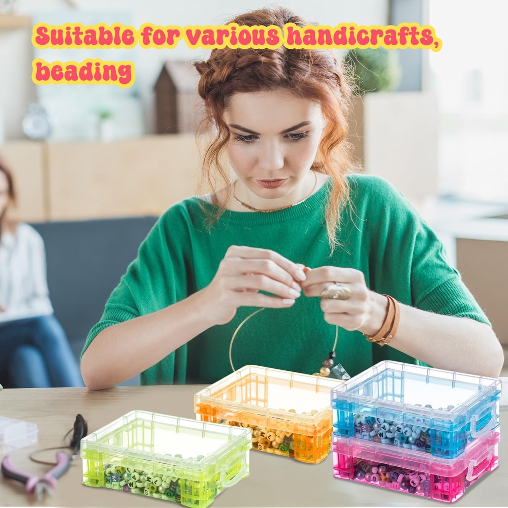 32 Pcs Plastic Crayon Box with Snap Lids Bulk Stackable Crayon Storage Box Pe...