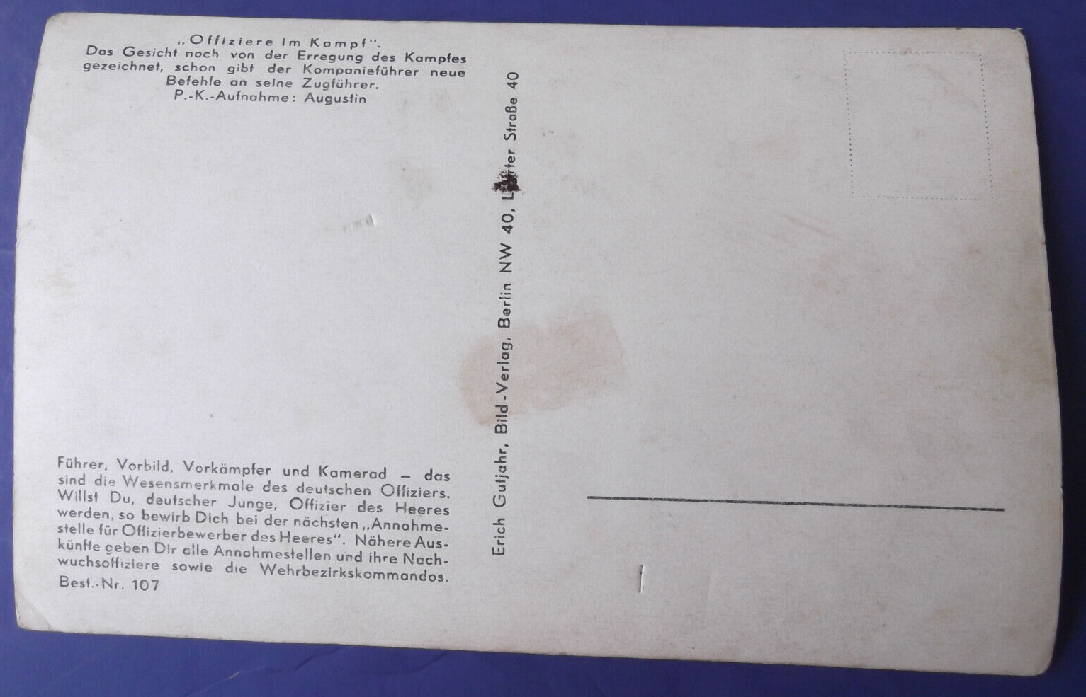 2 WWII German Postcards - Offiziere im Kampf - Officers in Action