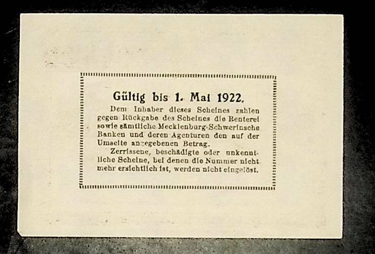 1922 Germany MECKLENBURG 25 Phennig Banknote / Notgeld UNC