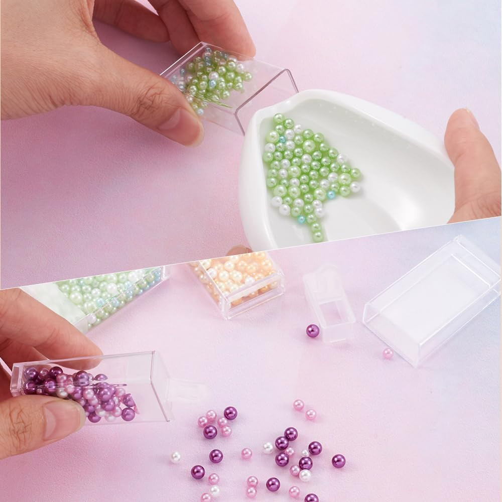 100Pcs Plastic Flip Top Seed Bead Small Storage Containers 2X1 Rectangle Transpa