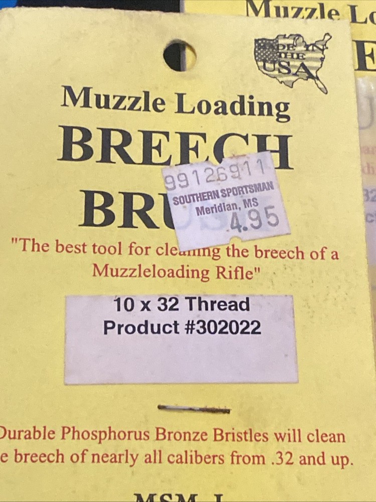 2 Breech Brush 10-32 Cleaning All Calibers Flintlock Percussion Muzzleloader