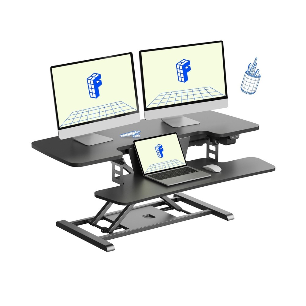 FLEXISPOT 40" Electric Standing Desk Converter, Height Adjustable Riser, Sit ...