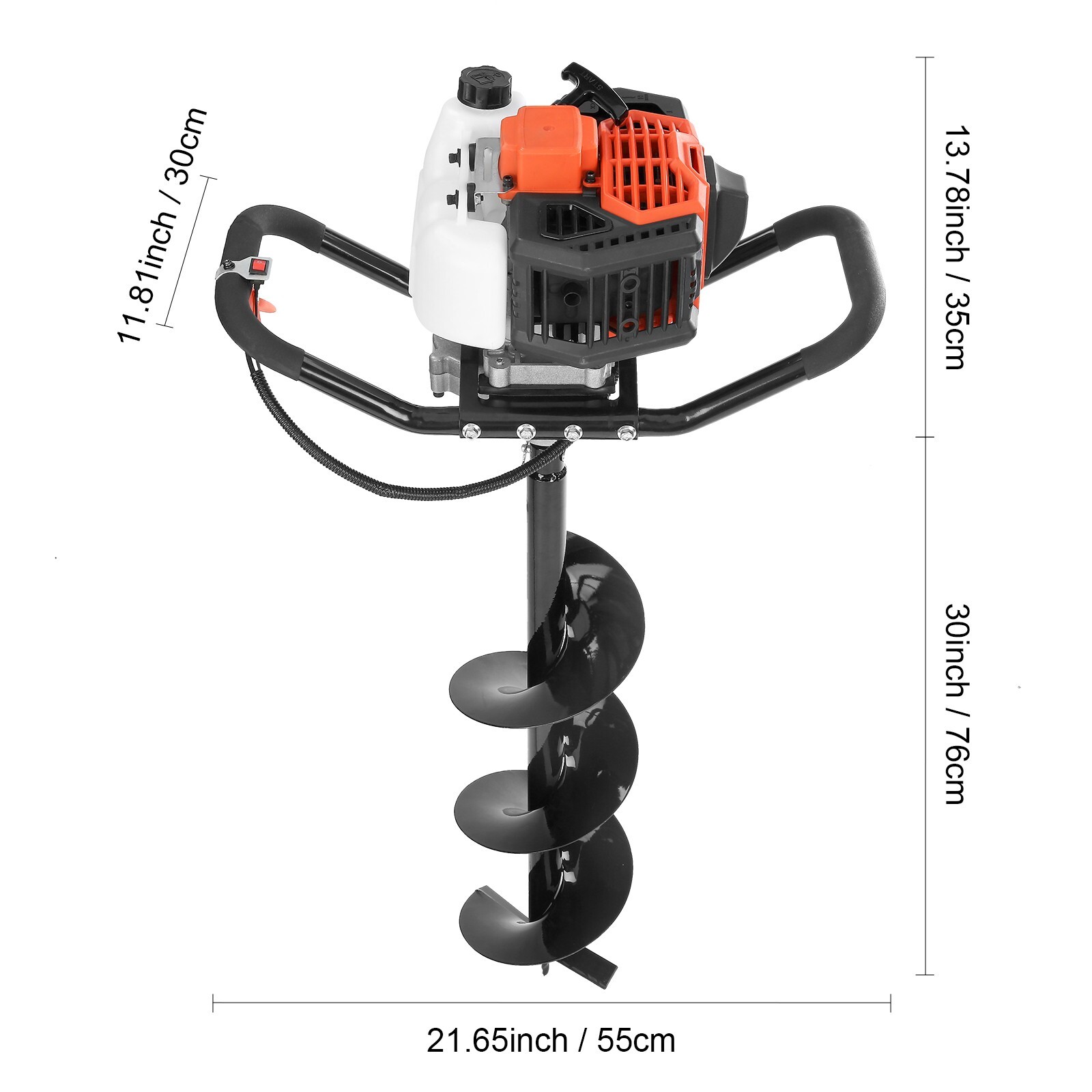Post Hole Digger 43cc Gas Powered Earth Digger with 8" Auger Drill Bit