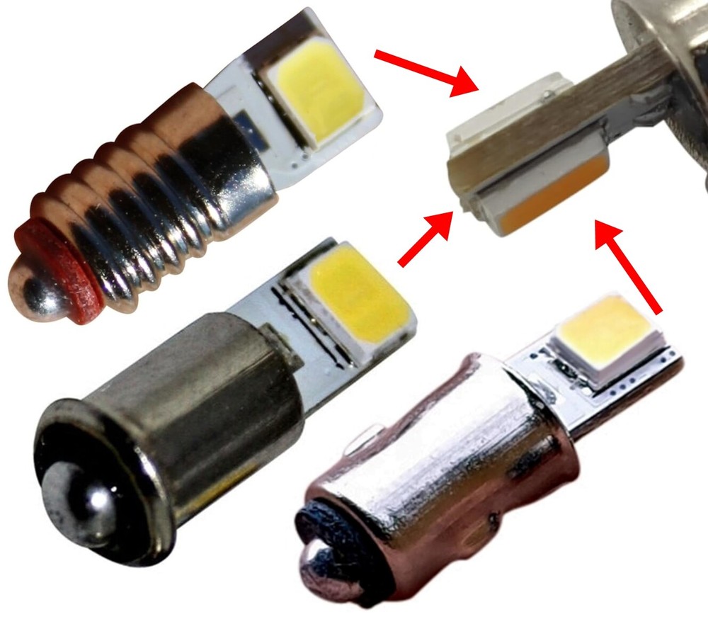 Led Light Bulb 10-24V MS4 - BA5S - E5.5 Socket White Model Railway Volt Bulb