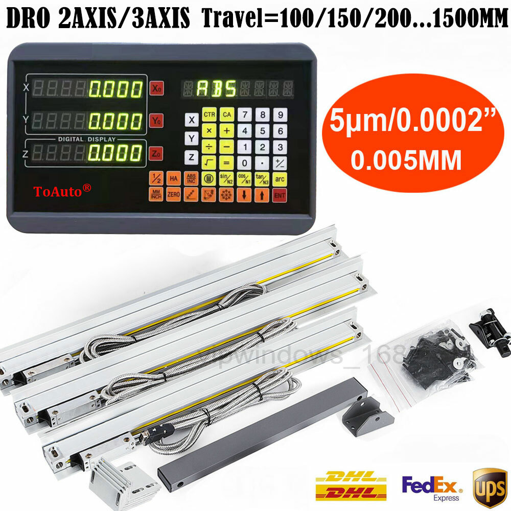 Linear Scale 250&450&950mm +Digital Readout 3Axis DRO Kit for Mill Lathe Machine
