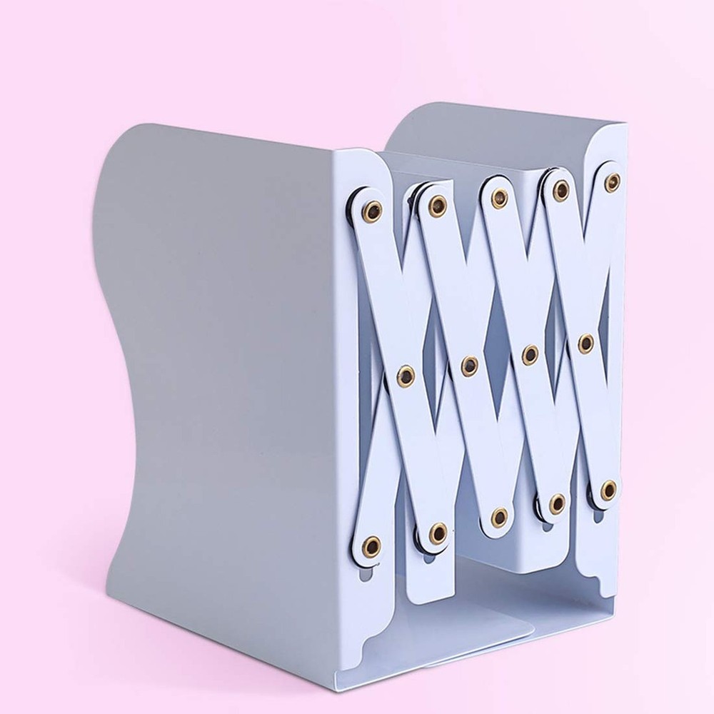 Adjustable Bookend Desktop Bookend Stand Holder Expandable Bookcase White