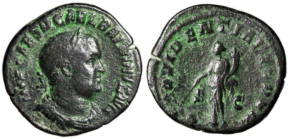 Balbinus Sestertius "Providentia, Globe" Good Fine