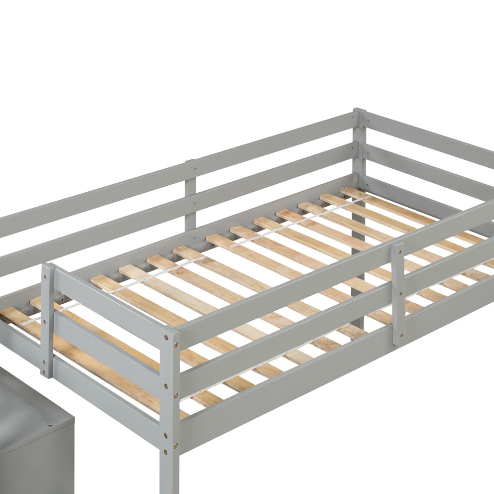 Loft Bed with Staircase Gray Twin Bed Frames