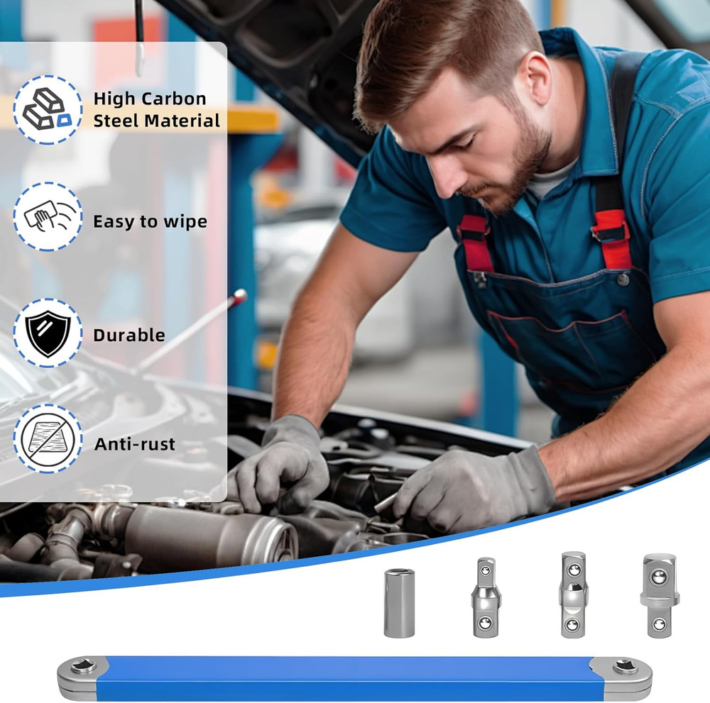Offset Extension Wrench,15 Inch Impact Ready Socket Wrench Extender Tool Set wit