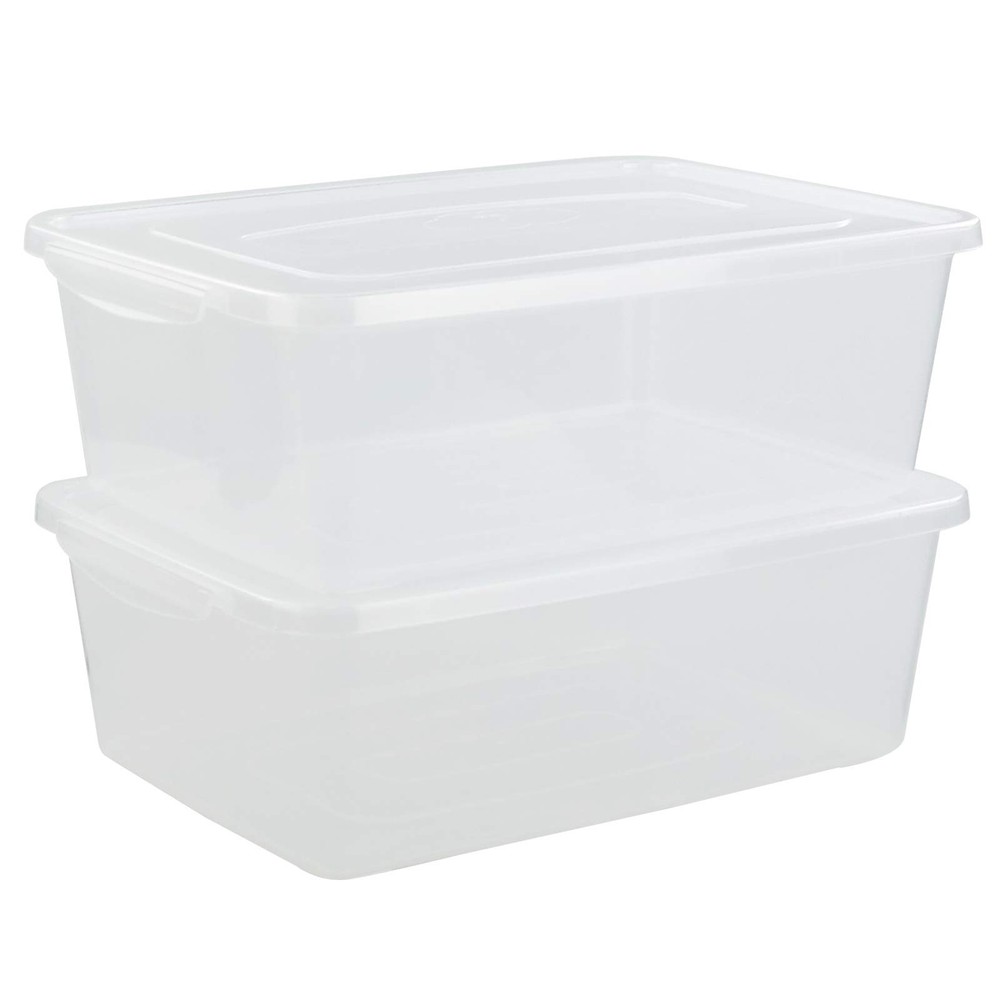 Gloreen Clear Storage Bin, 16 Quart Latch Bins/Containers/Boxes with Lid, Pack o
