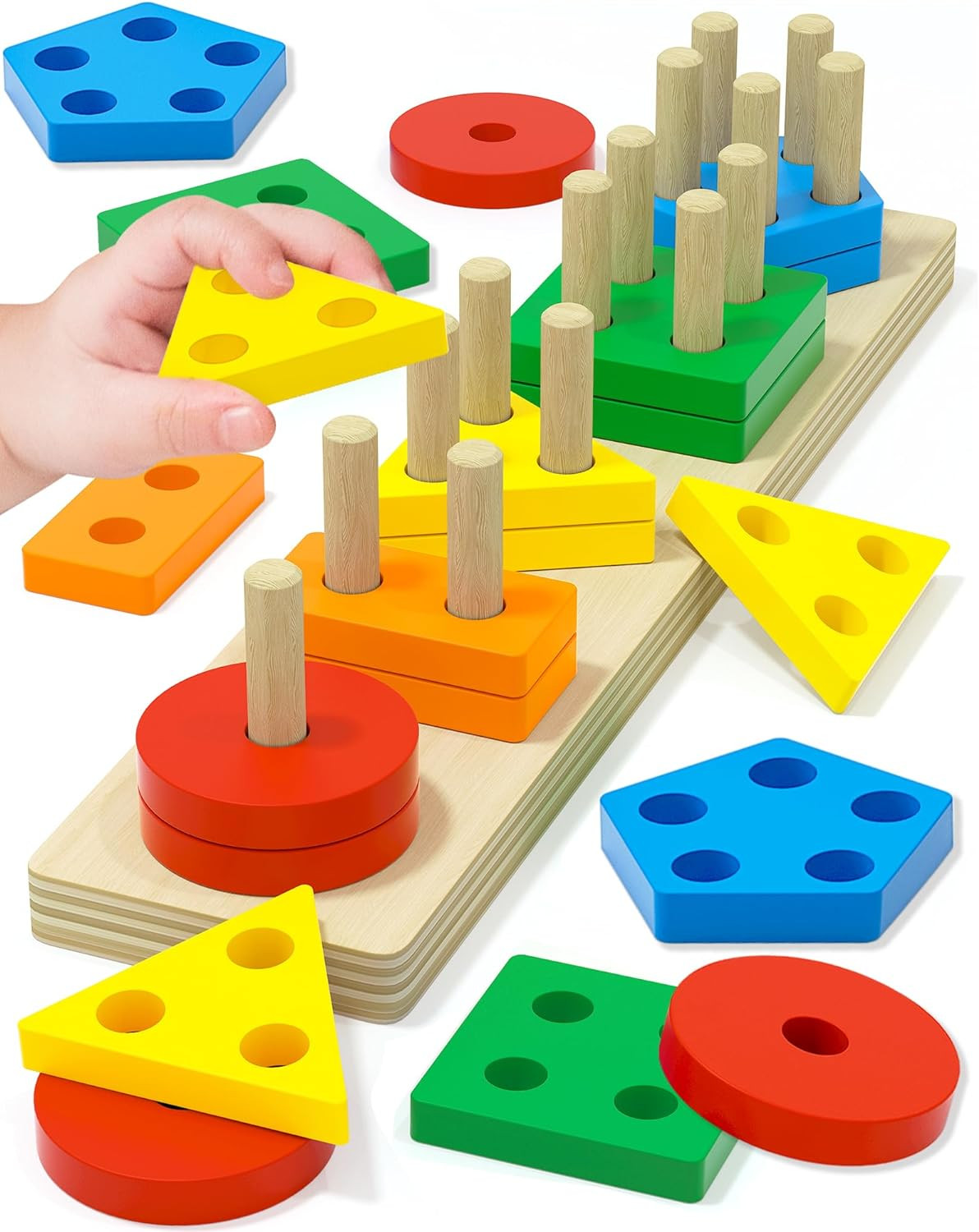Montessori Wooden Learning Puzzles and Shape Sorter for Toddlers 1-3 Years