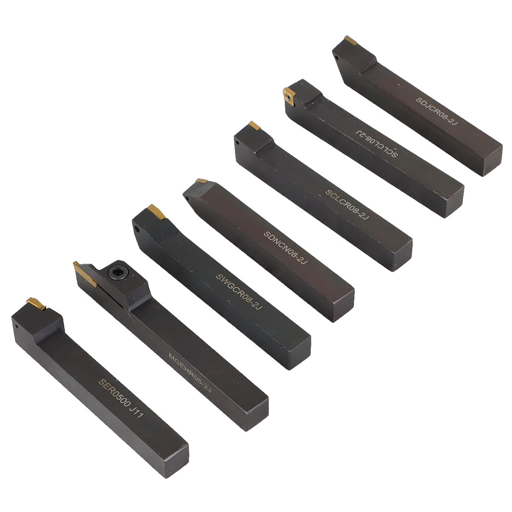 7 Pack Carbide Indexable Turning Tool 1/2" Lathe Tool Bit Thread Insert + Holder