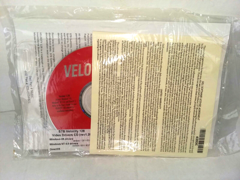 DELL STB: Velocity 128 Multimedia Accelerator CD-ROM Disc & Dell User Manual