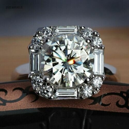 Round Cut 3.50 Ct White Diamond Lab-Created Engagement Ring 925 Sterling Silver