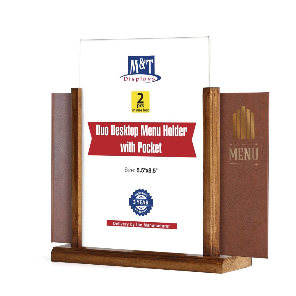 Classic Desktop Menu Holder with Acrylic U Type Pocket Ad Frame (Lot 2)