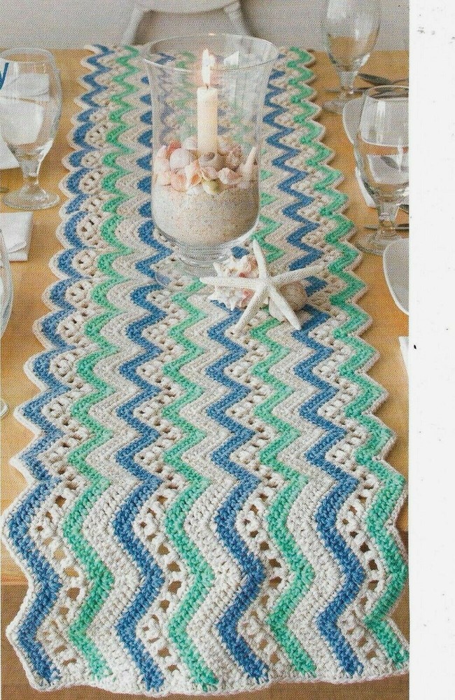SAND SEA & SKY TABLE RUNNER HOME DECOR CROCHET PATTERN INSTRUCTIONS