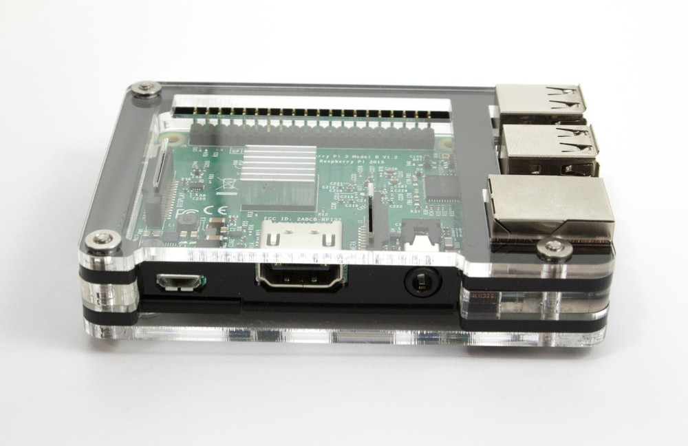Zebra Slim Case (Black Ice) ~ for Raspberry Pi 3B+, 3, Pi 2, Pi B+ from C4Labs