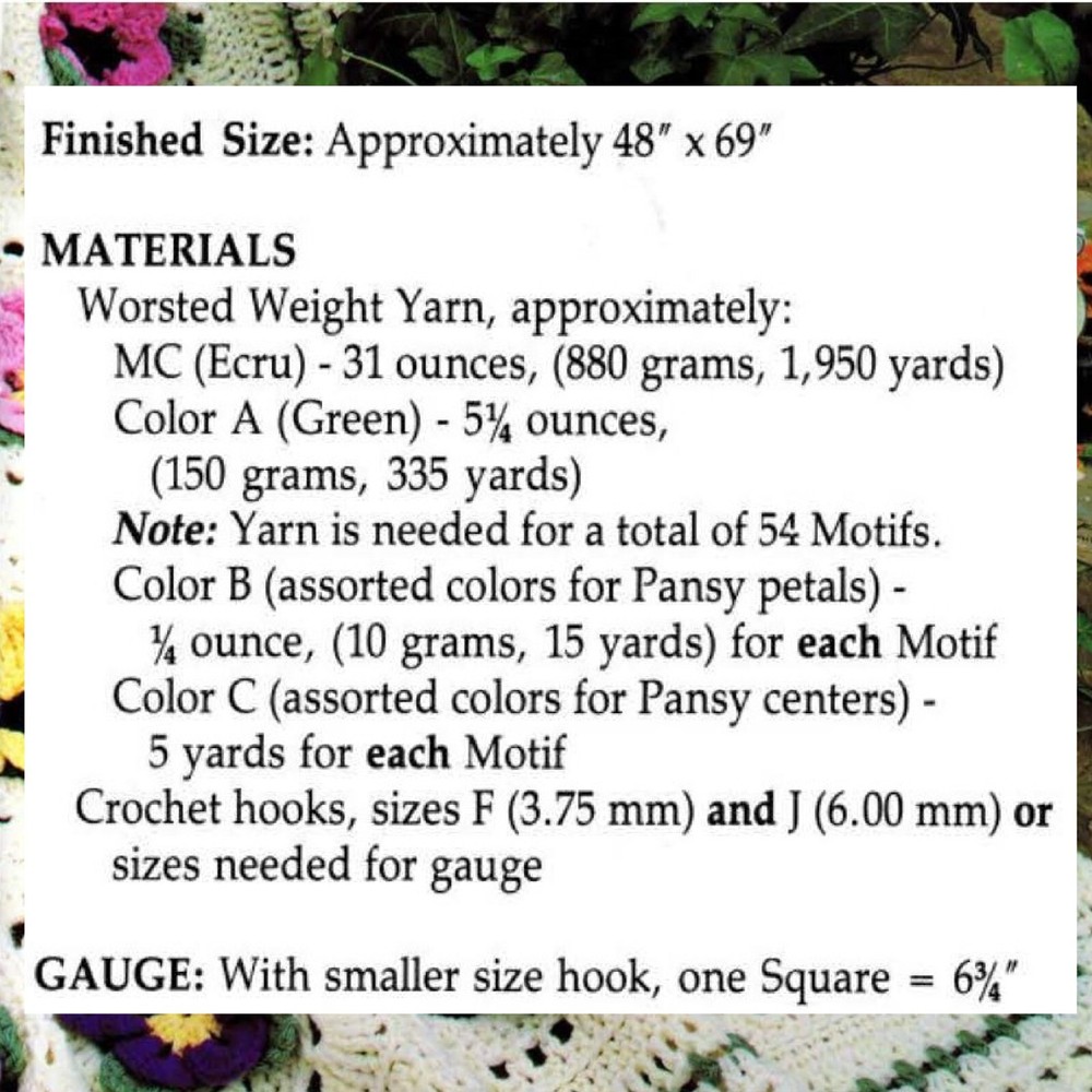 Pretty Pansies Granny Squares Afghan Crochet Pattern