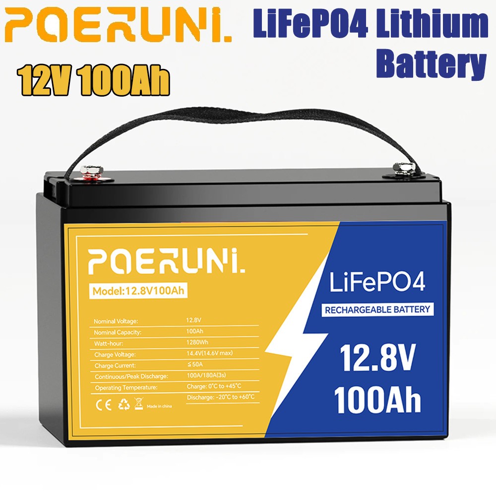 12V 100Ah LiFePO4 Lithium Battery 100AH BMS Solar Deep Cycle RV Camper Marine RV