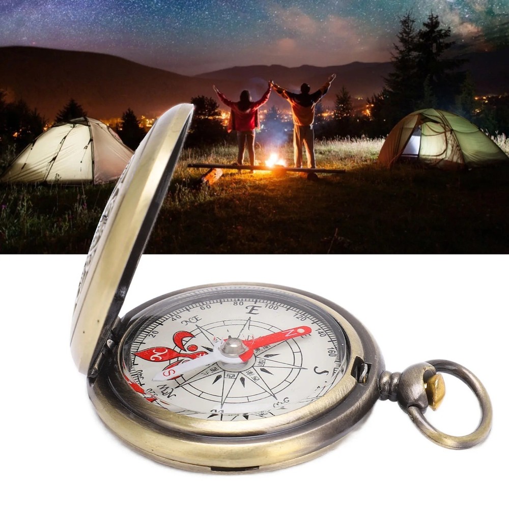 Outdoor Brass Pocket Compass Waterproof Hiking Camping Navigation Tool
