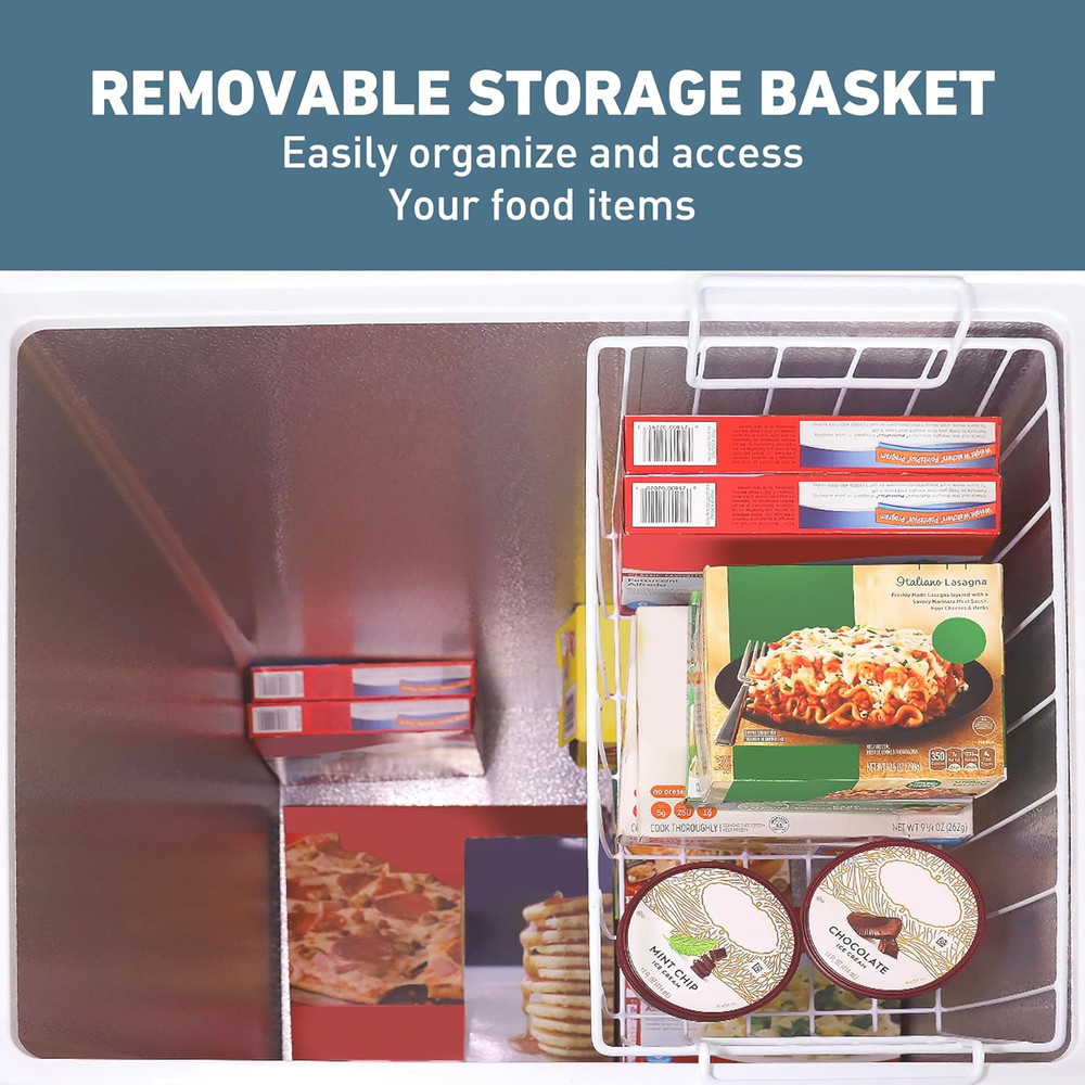 Chest Freezer with Adjustable Temperature Control, Free-Standing with Single Fli
