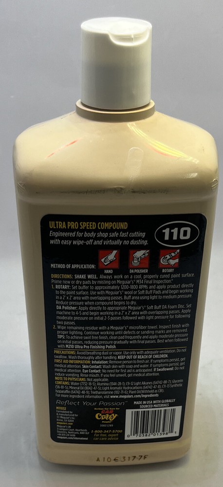 Meguiars M11032 Ultra Pro Speed Correcting Compound 32oz Mirror Glaze 110