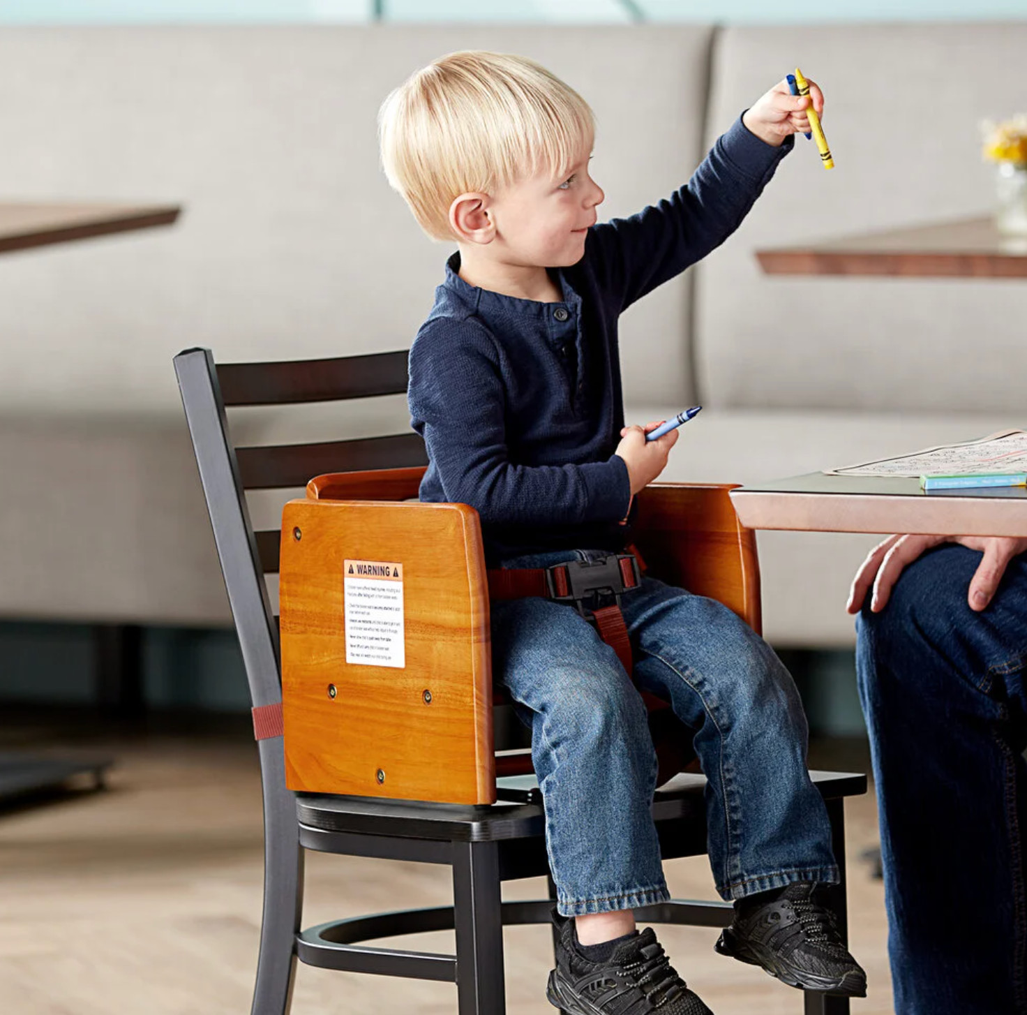 Restaurant Children Wooden Booster Seat in Walnut Finish - For Commercial Use