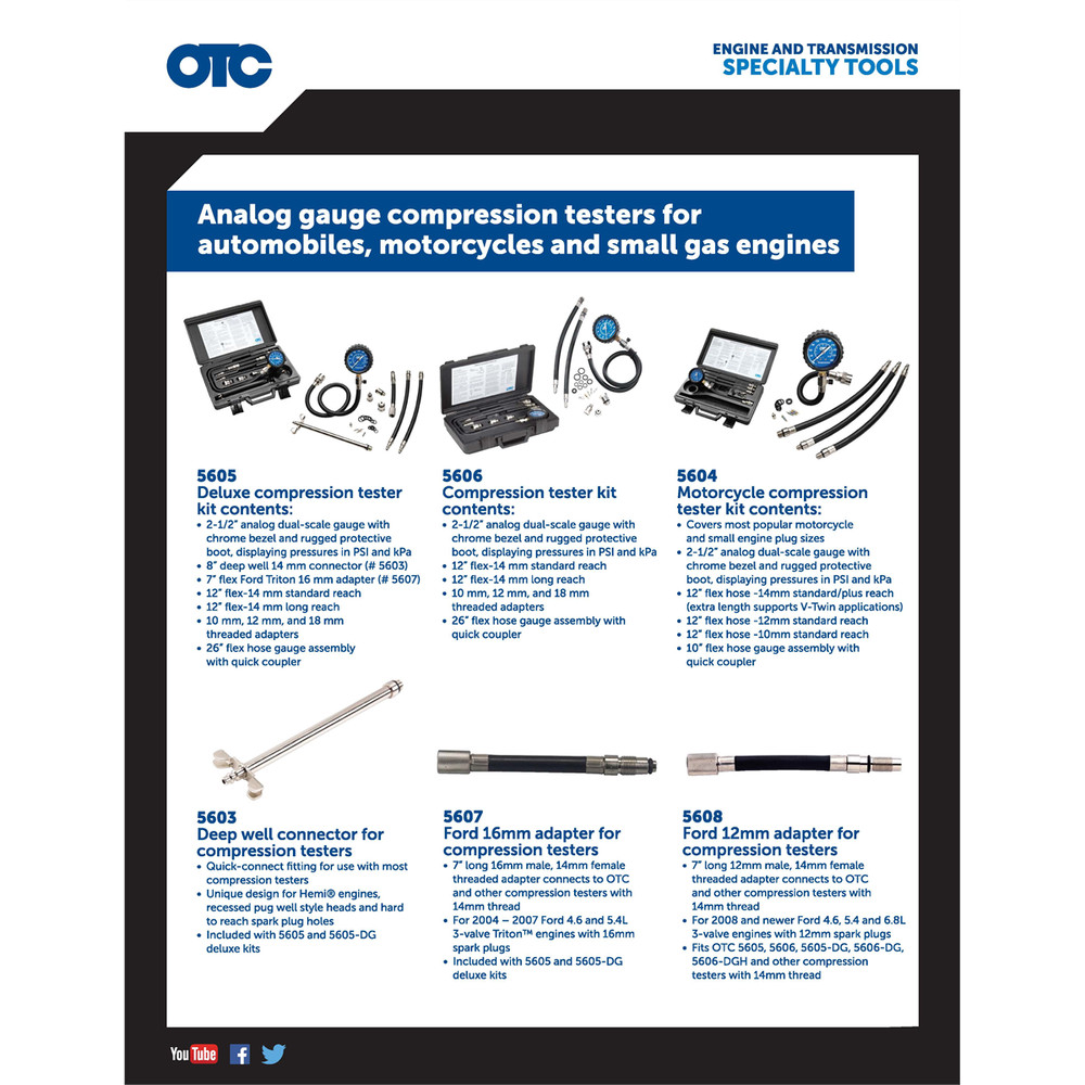 OTC Compression Tester Ford 12mm Adapter