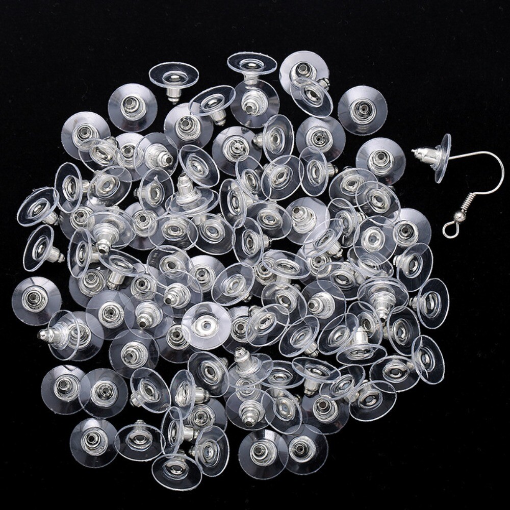 500Pcs Earring Back Stopper Clutch Ear Locking with Pad for Studs Fishhook