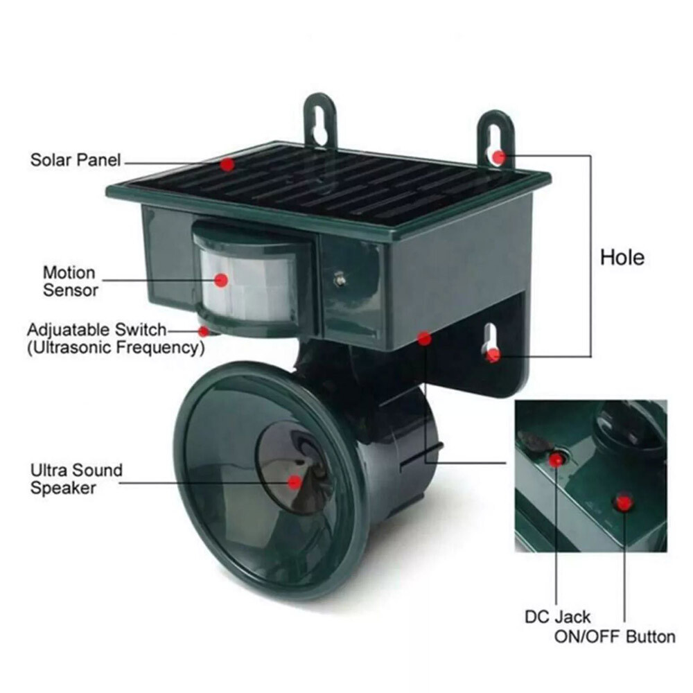 Solar Ultrasonic Bird Repellers Pest Control Scarer Deterrent Fox Motion Sensor