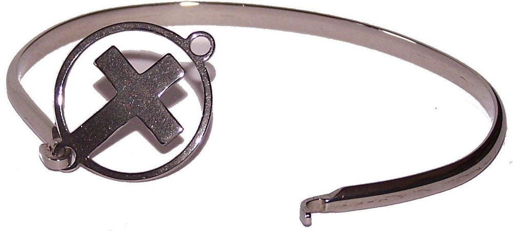 Bracelet silver tone with Cross - 2.5 Inch side width by 2 Inches vertical width