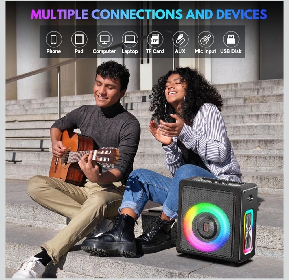 PPMIC Karaoke Machine, Portable Bluetooth 5.3 Speaker with 2 Wireless...