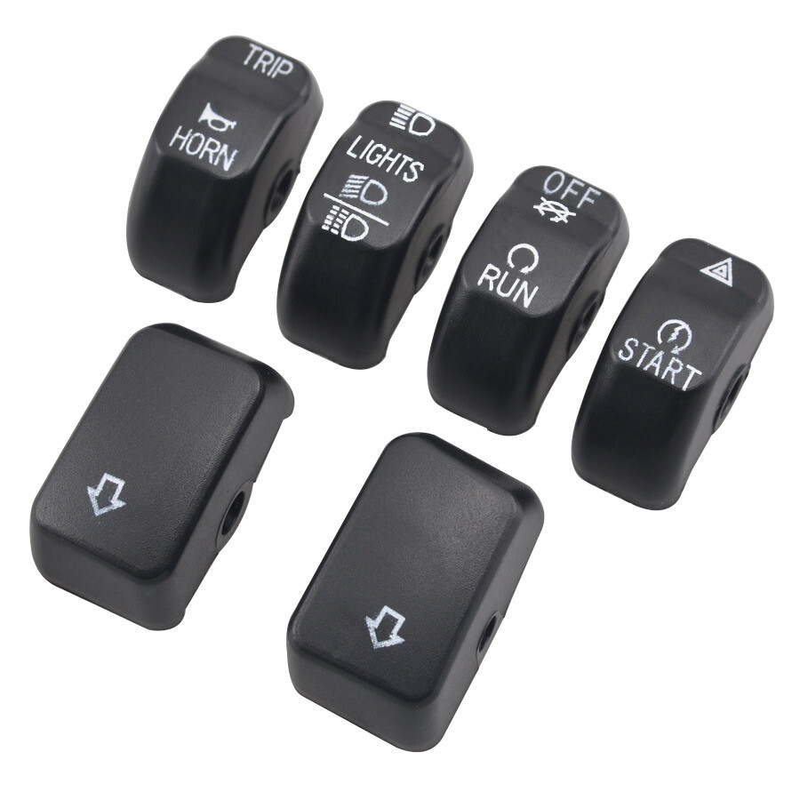 6pcs Black Hand Control Switch Button Caps For Harley Breakout FXSB 2013-2015